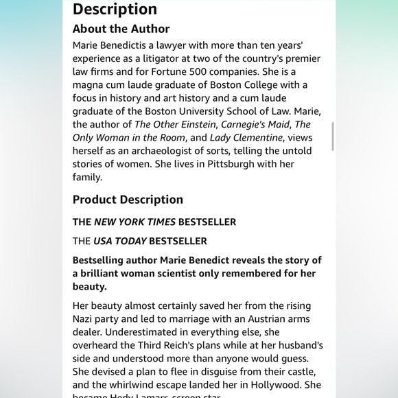 The only woman in the room by Marie Benedict historical fiction paperback - Picture 2 of 5